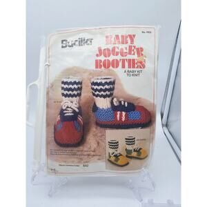 Vintage Bucilla Baby Jogger Booties Knit Kit - New in Package